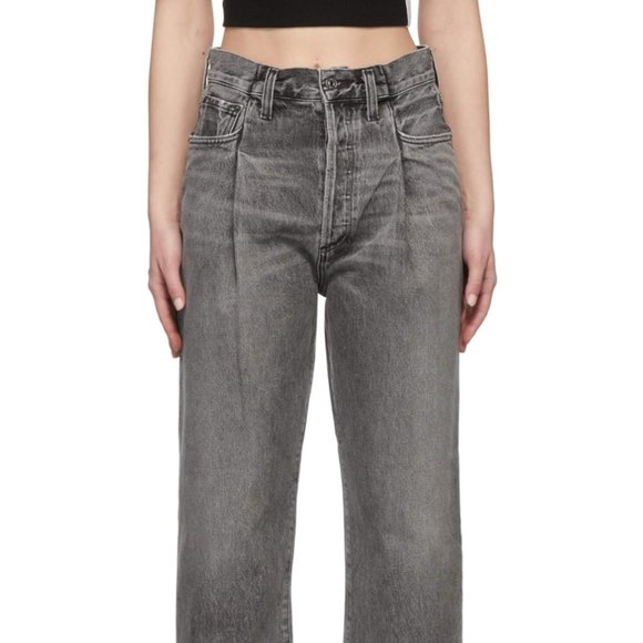 Agolde Fold Waistband Jeans - Grey Size 28 - Picture 2 of 6